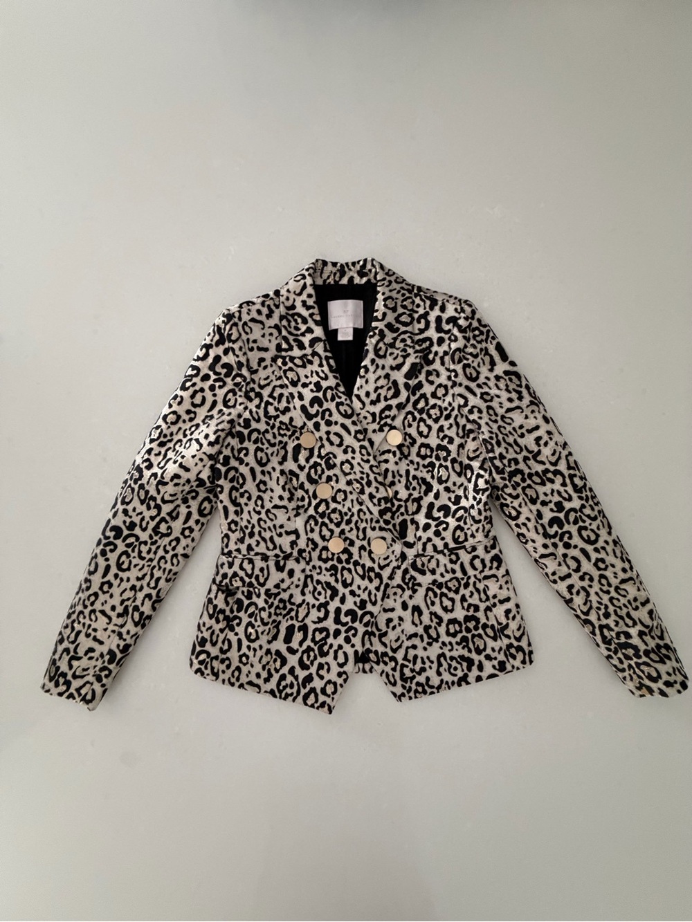 Rachel Parcell Leopard Woven Jacquard Double-Breasted Blazer